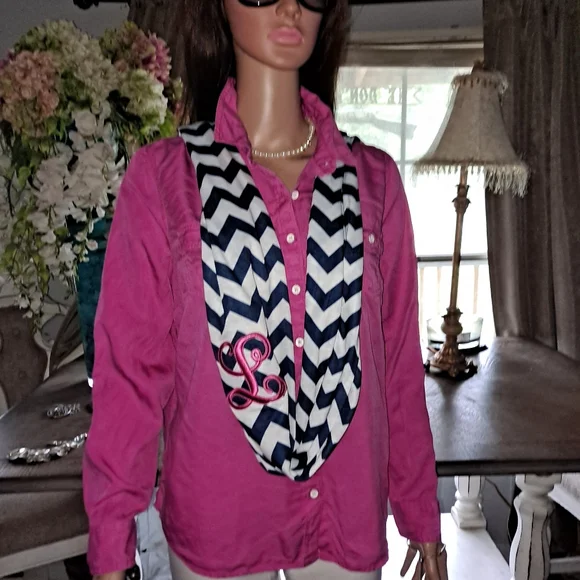 Monogram "L" scarf preppy Monogram scarf - Picture 4 of 13